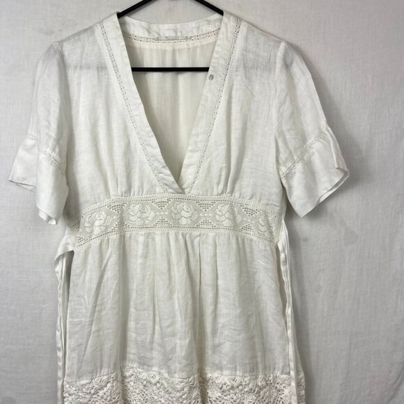 Nenette Linen Lace Short Dress Women Small - Medium Coquette Cottage Romantic - Picture 4 of 16